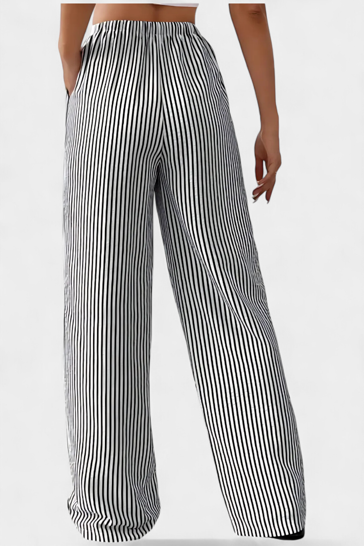 Sabrina | Adjustable Waist Striped Straight Pants