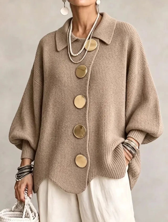 Lara - Oversized Collared Button Cardigan
