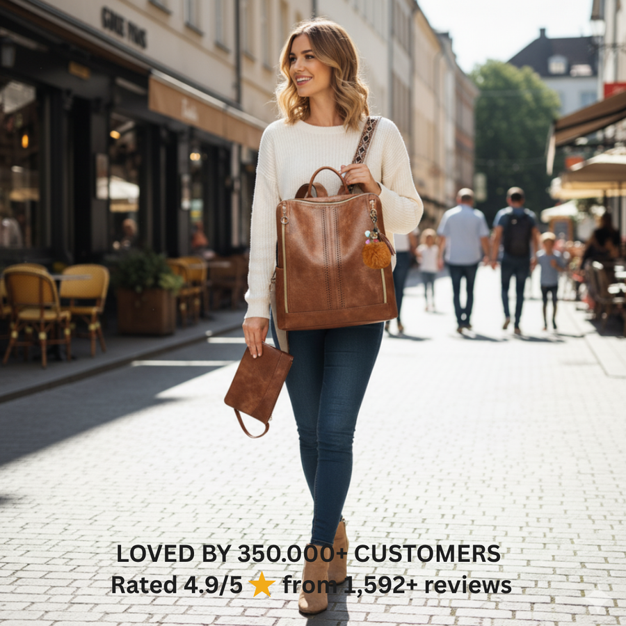 Luxury Olivia 2 -Piece Bag Set 2-in-1 Convertible Backpack + Free Pouch
