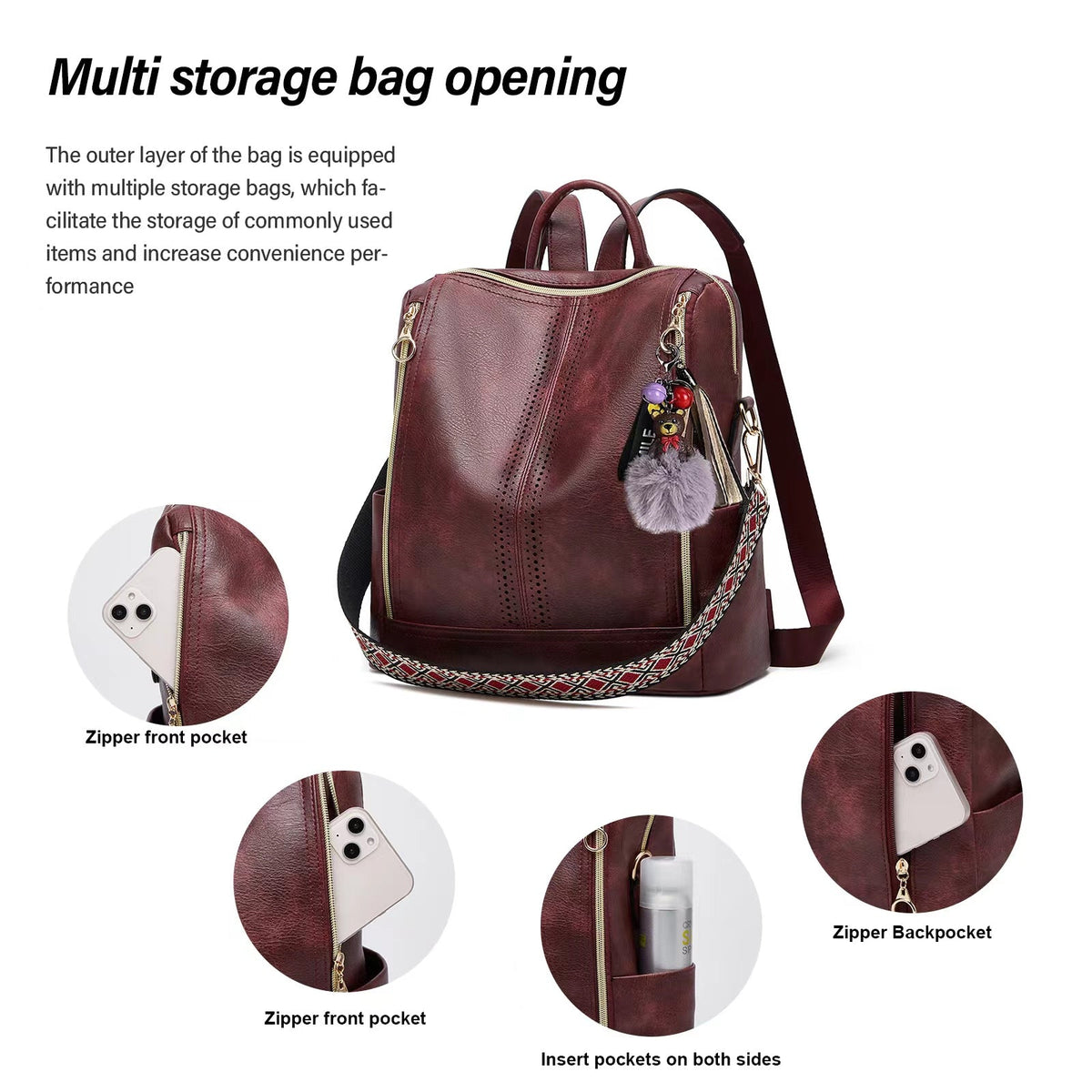 Luxury Olivia 2 -Piece Bag Set 2-in-1 Convertible Backpack + Free Pouch