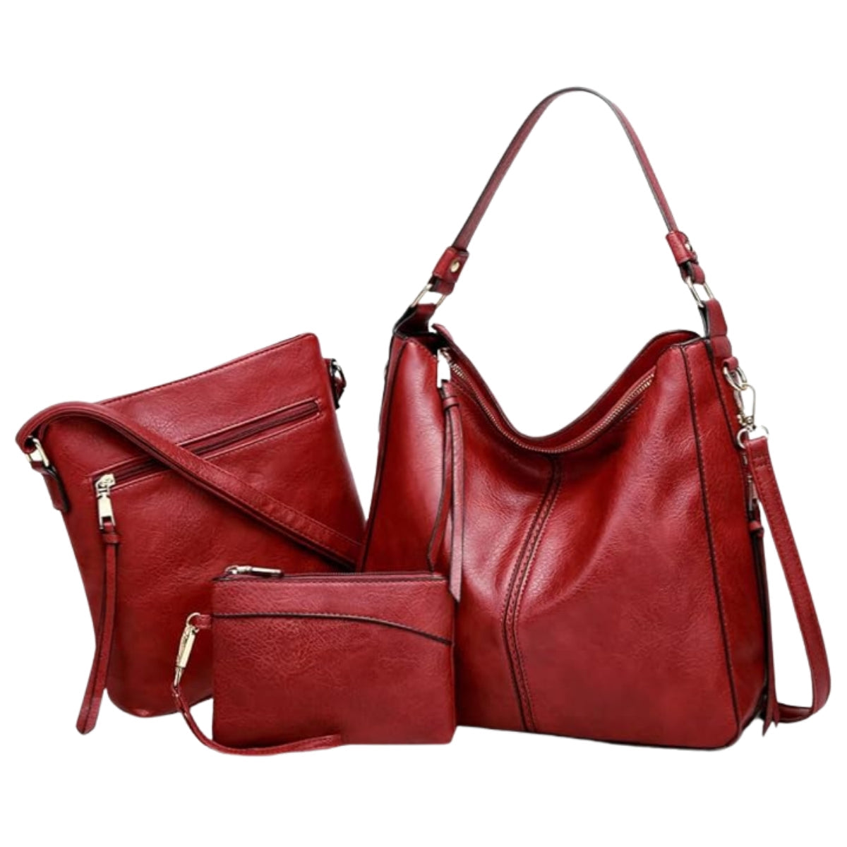Luxury Olivia Leather 3-Piece Hobo Bag Set