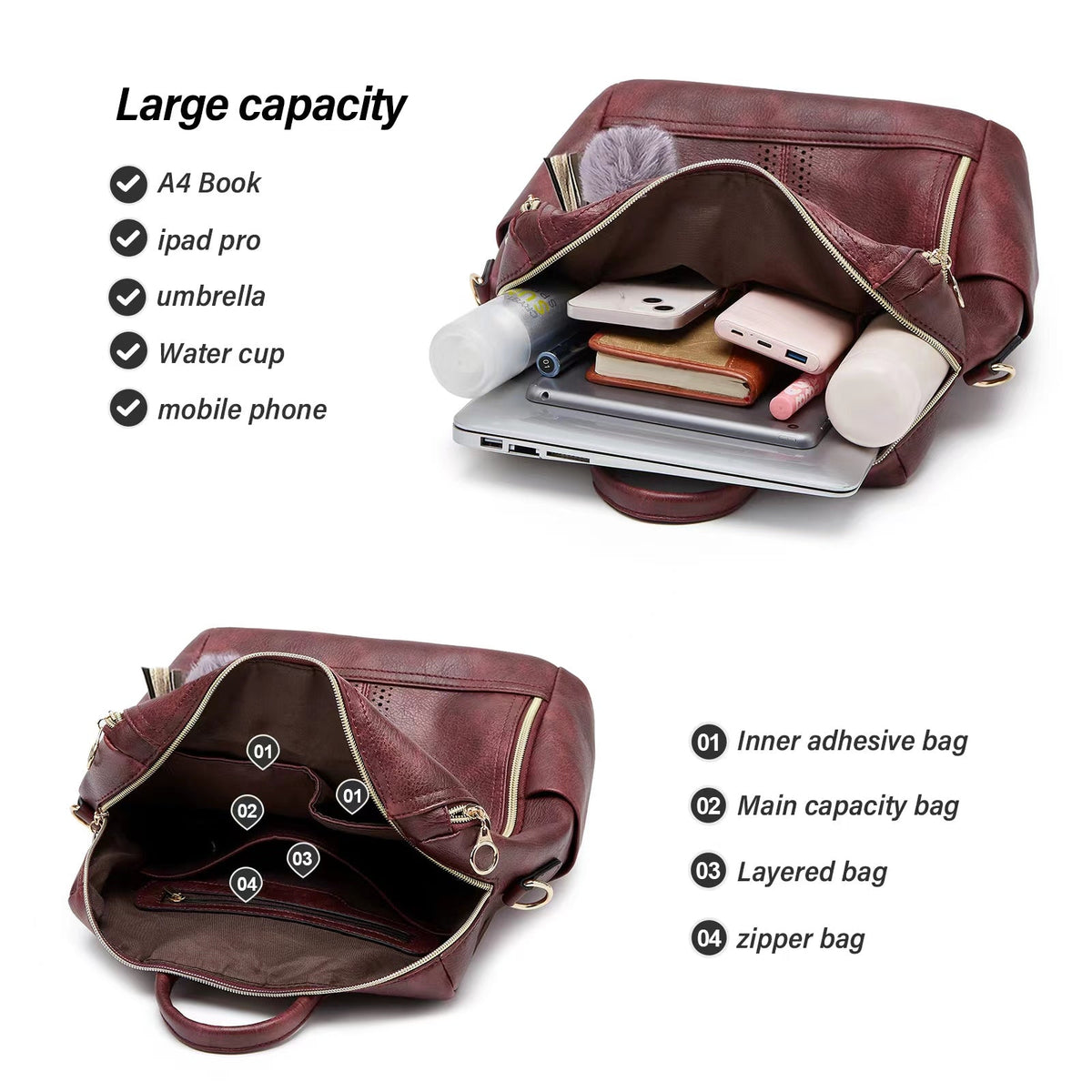 Luxury Olivia 2 -Piece Bag Set 2-in-1 Convertible Backpack + Free Pouch