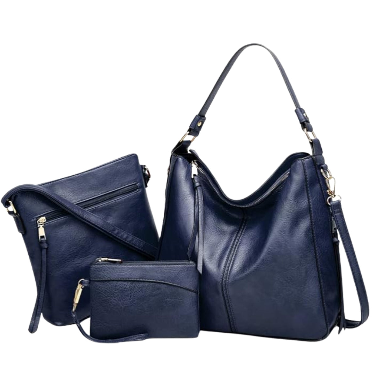 Luxury Olivia Leather 3-Piece Hobo Bag Set