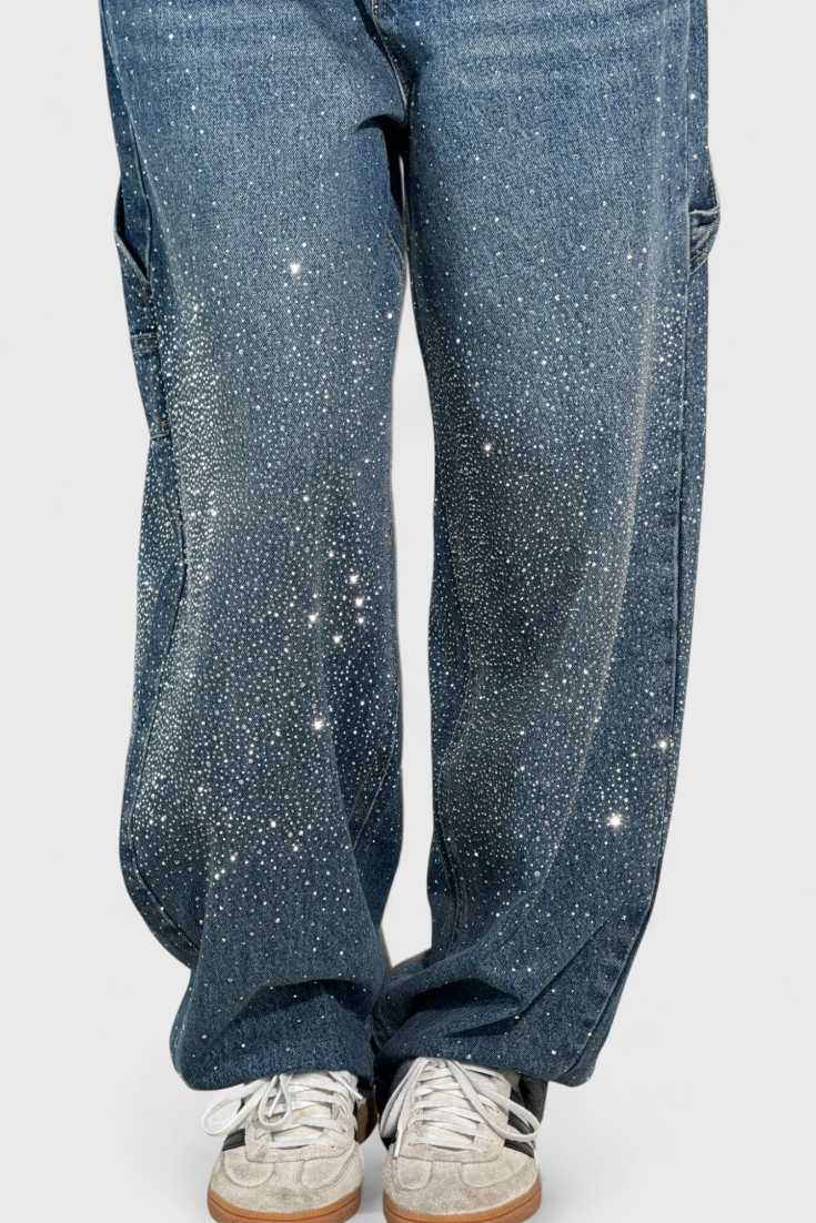 Dariya | Rhinestone Cargo Balloon Jeans