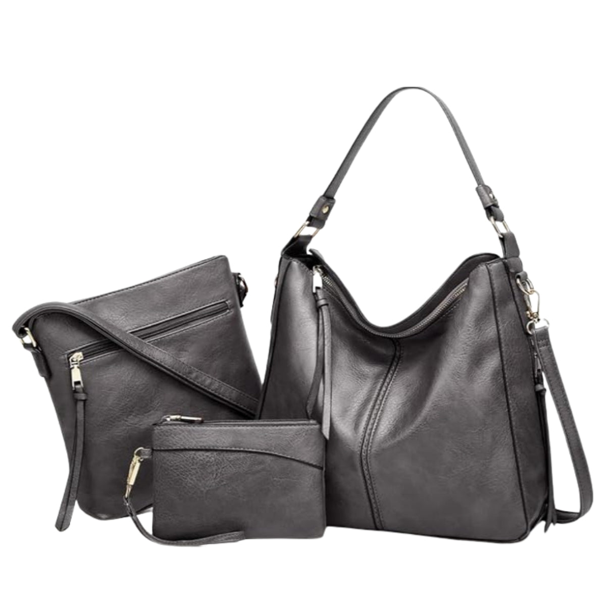 Luxury Olivia Leather 3-Piece Hobo Bag Set