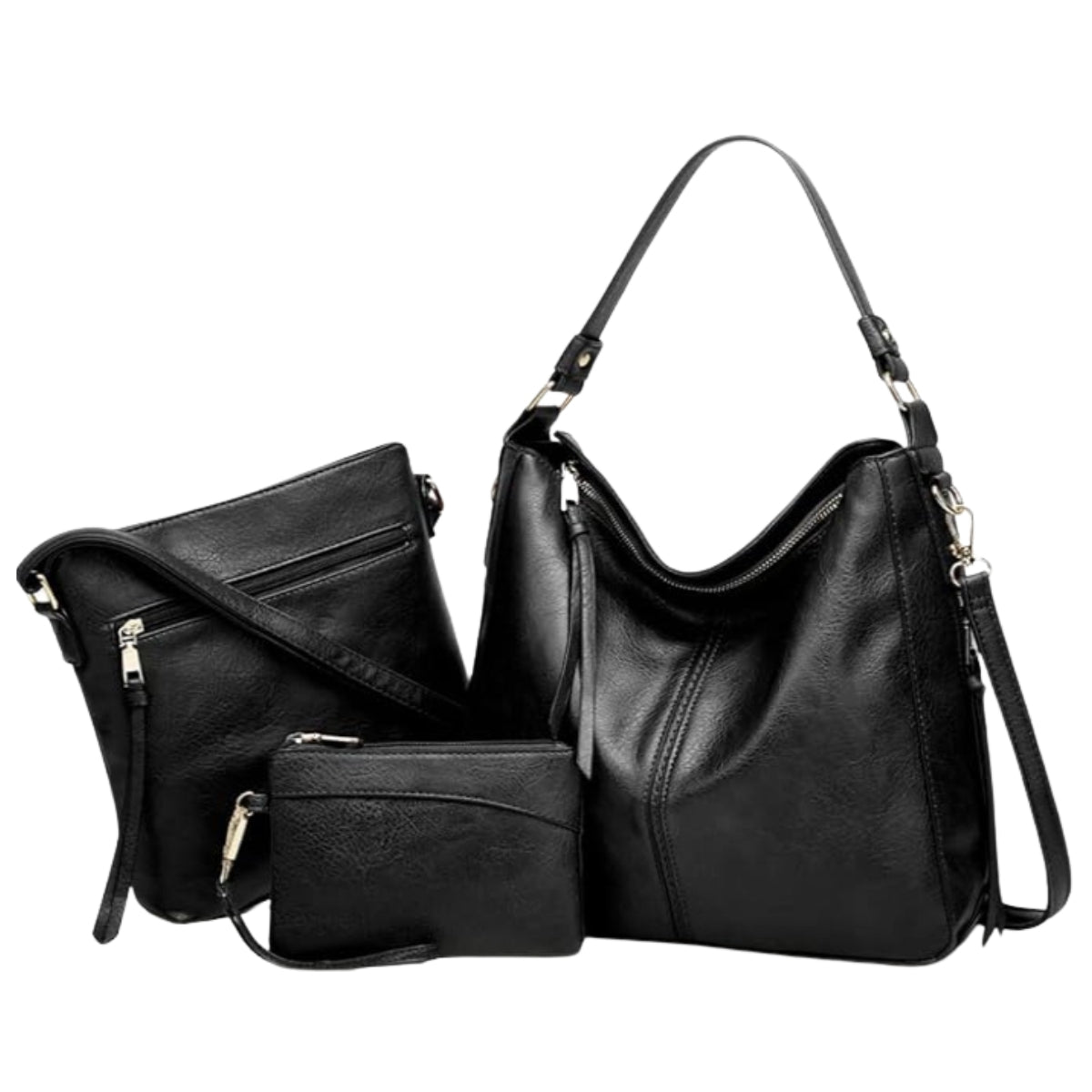 Luxury Olivia Leather 3-Piece Hobo Bag Set