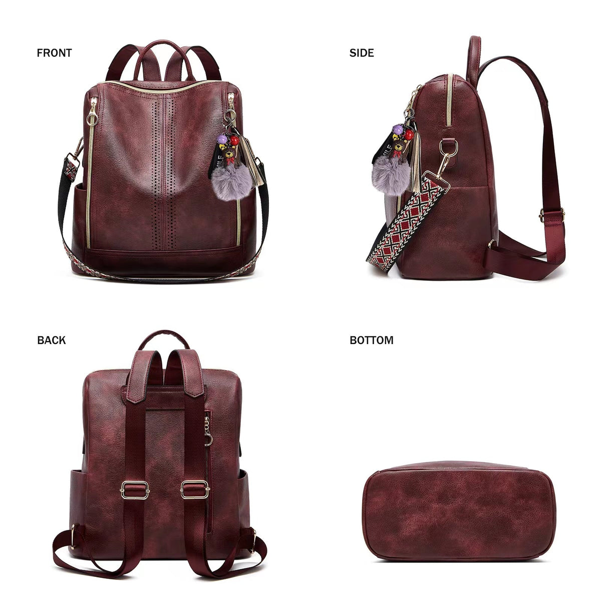 Luxury Olivia 2 -Piece Bag Set 2-in-1 Convertible Backpack + Free Pouch