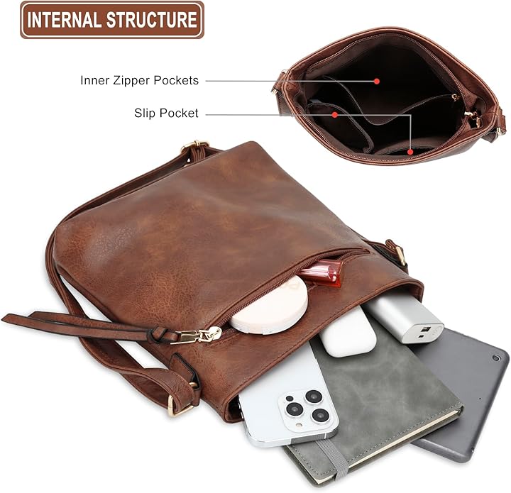 Luxury Olivia Leather 3-Piece Hobo Bag Set