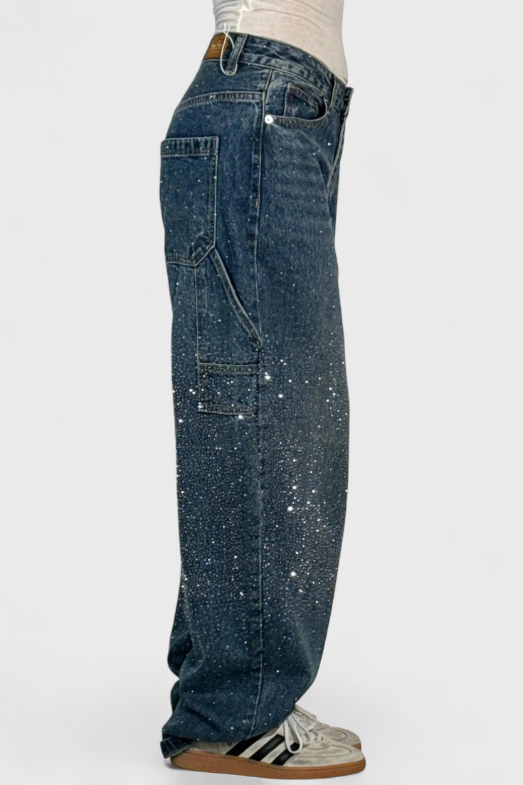 Dariya | Rhinestone Cargo Balloon Jeans