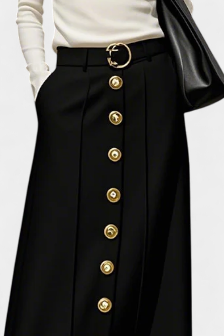Ada | Front Button Casual Skirt with Side Pockets