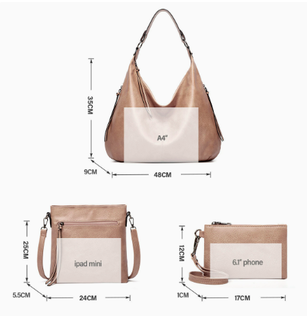 The Soft Elegant Olivia Hobo Handbag 3-Piece Set