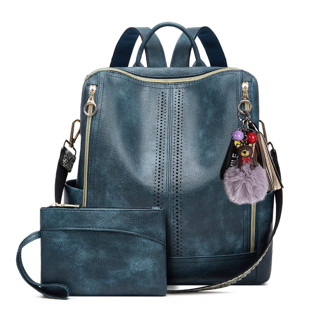 Luxury Olivia 2 -Piece Bag Set 2-in-1 Convertible Backpack + Free Pouch