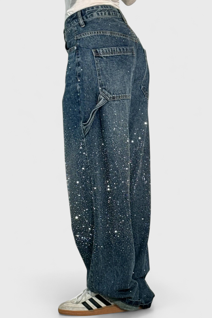 Dariya | Rhinestone Cargo Balloon Jeans
