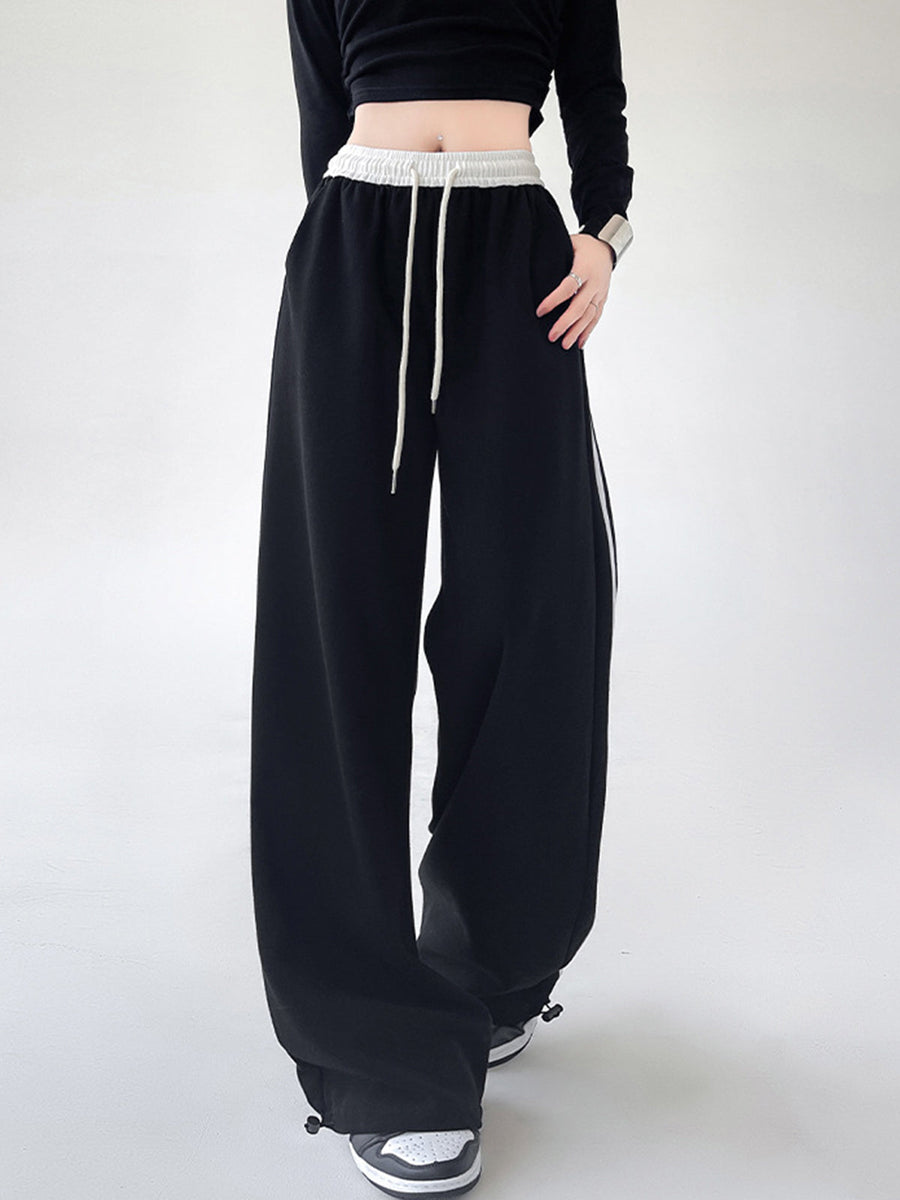 Ivy Contrast Waist Wide Leg Pants