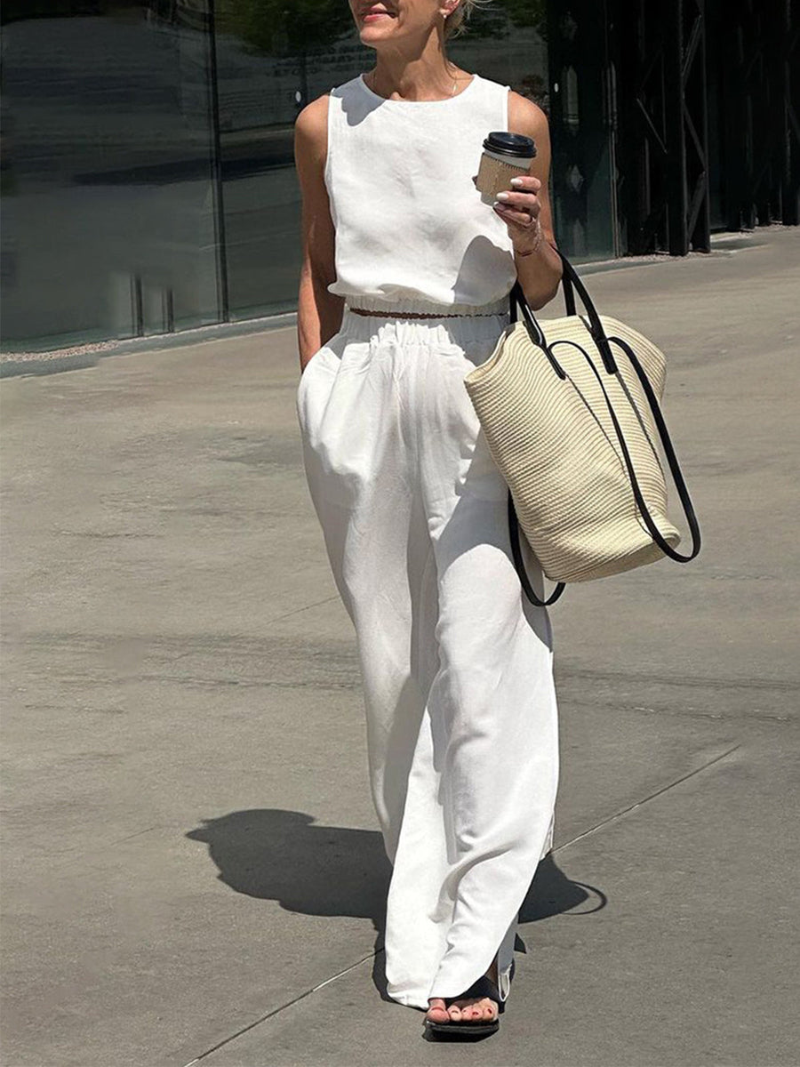 Freya Solid Split Pants Set
