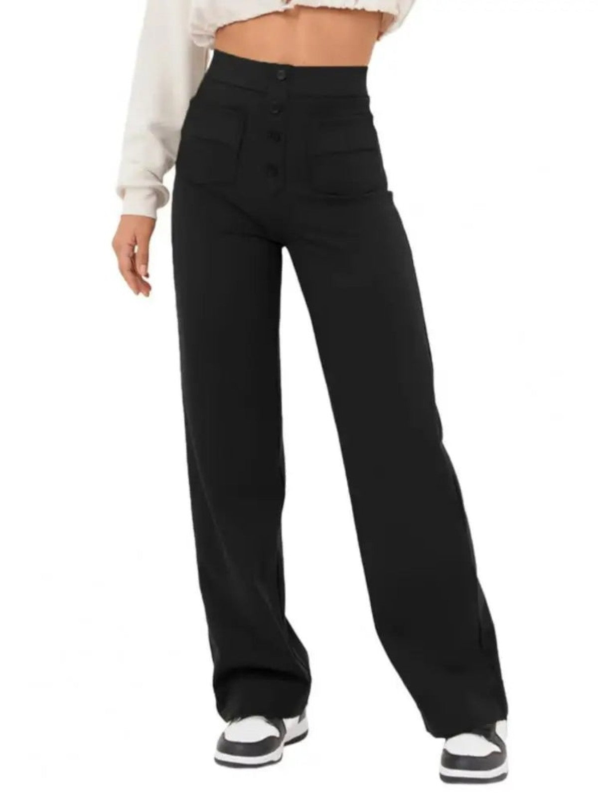 Ivy High-Waist Wide-Leg Stretch Trousers