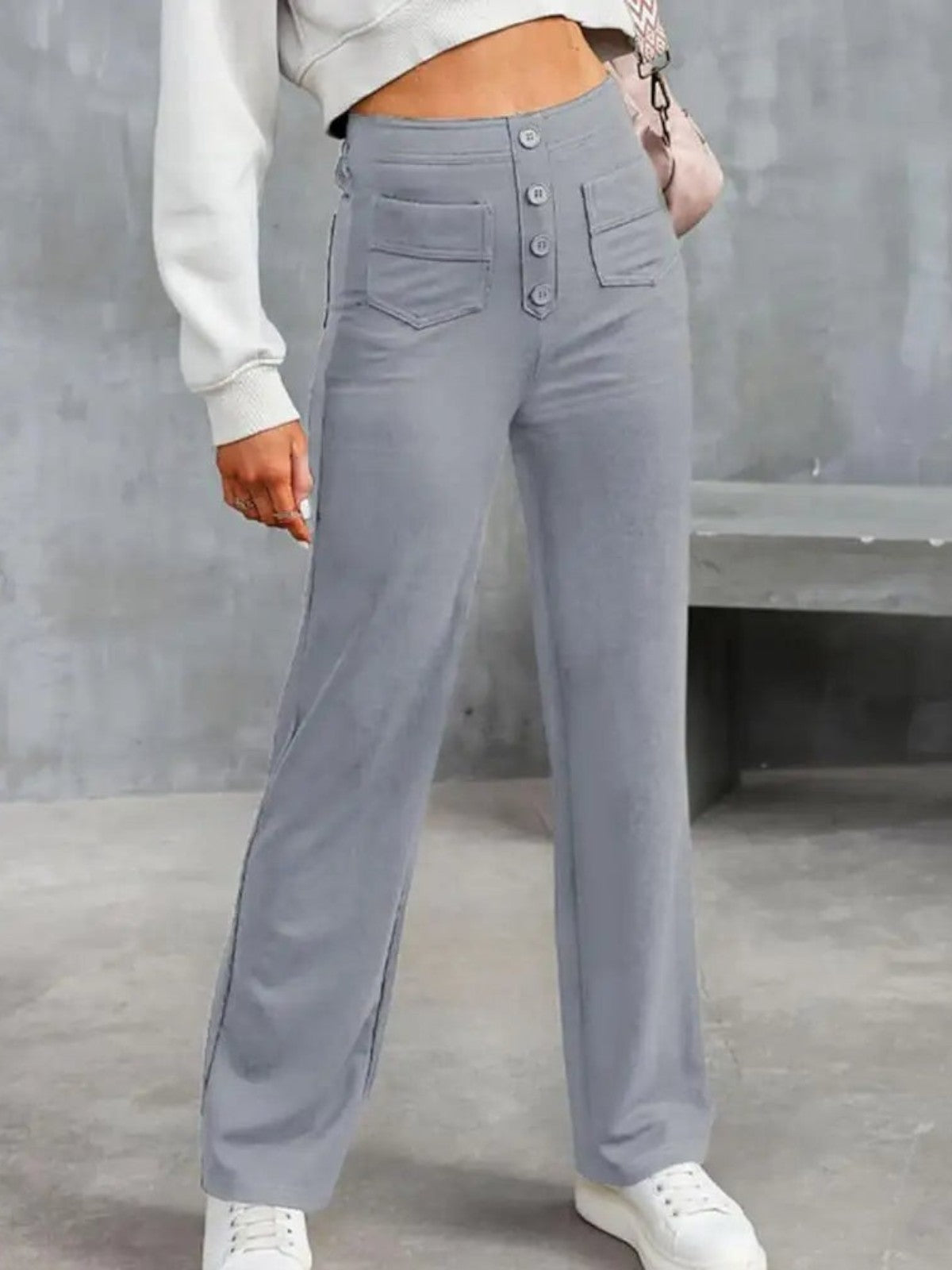 Ivy High-Waist Wide-Leg Stretch Trousers