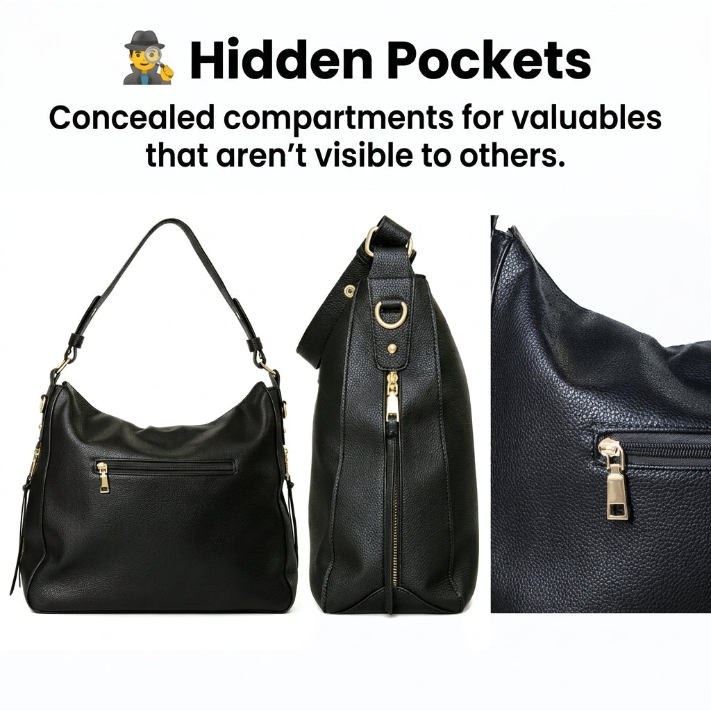 Luxury Olivia Leather Hobo Anti-Theft Handbag 2.0 + FREE Pouch Wallet (6-Layer Security Edition)