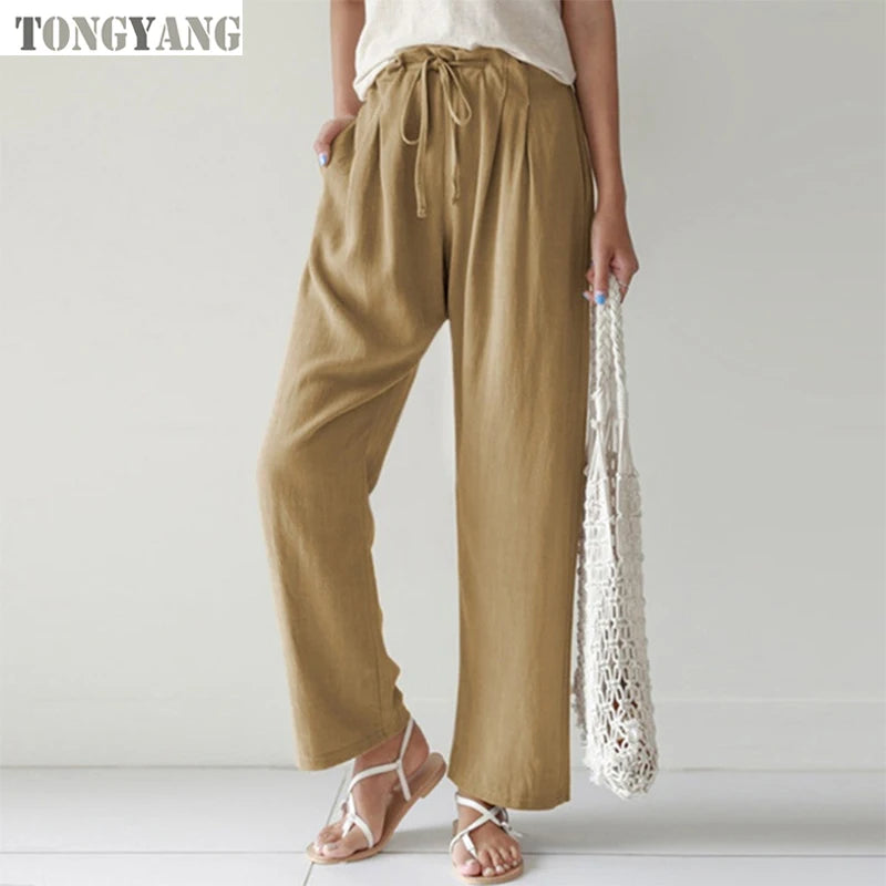 Amelia™ – Linen-Blend Wide Leg Pants