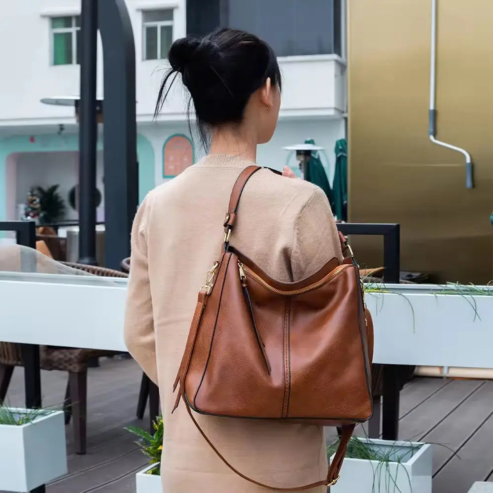Luxury Olivia Leather 3-Piece Hobo Bag Set