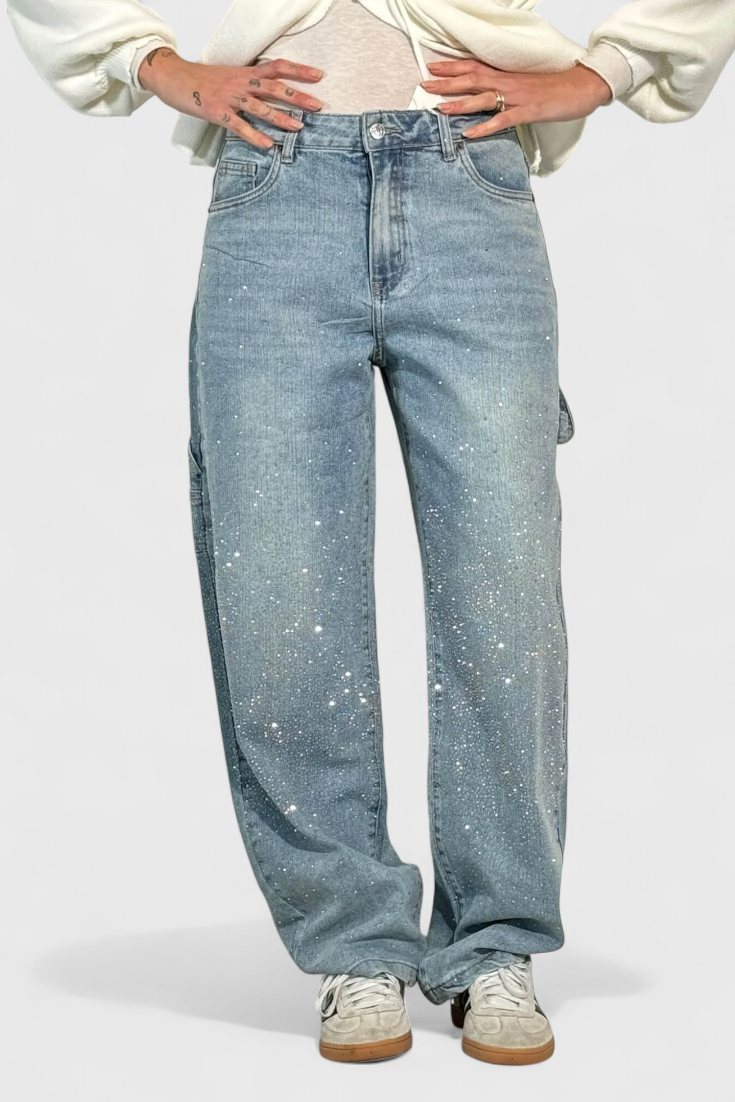 Dariya | Rhinestone Cargo Balloon Jeans
