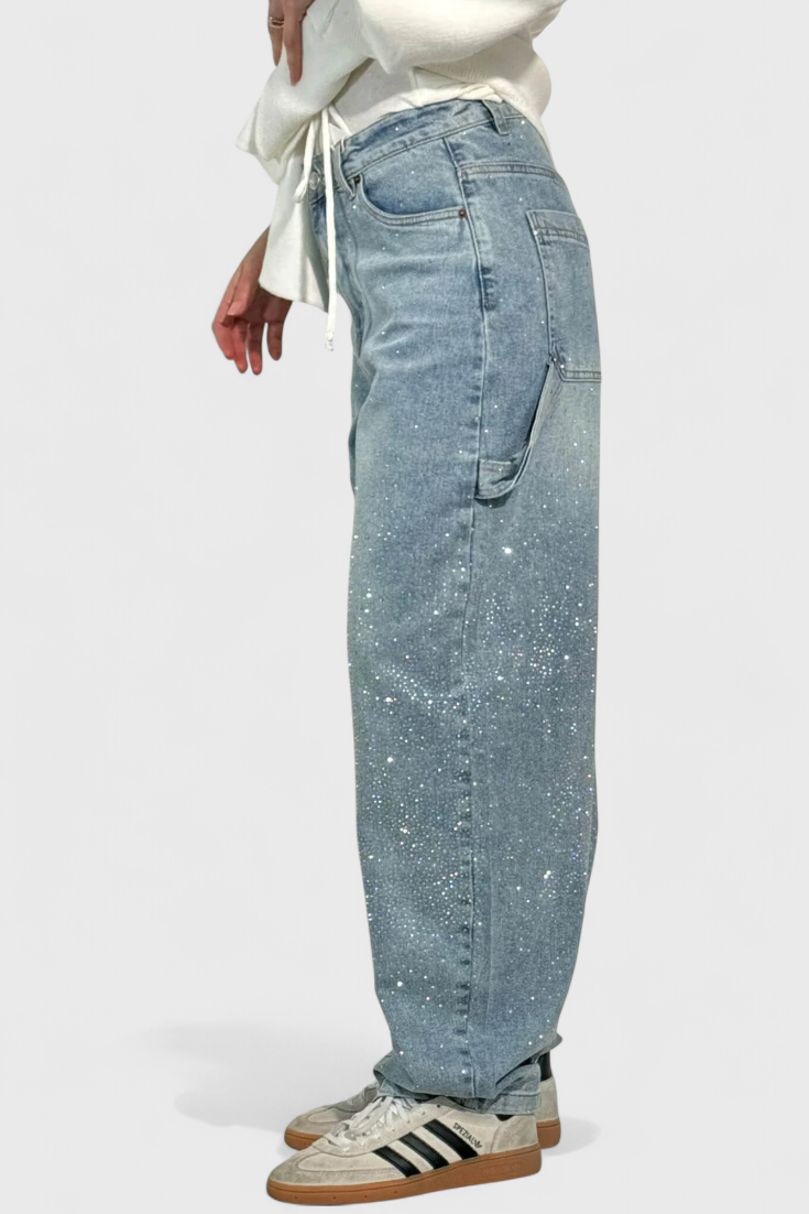 Dariya | Rhinestone Cargo Balloon Jeans