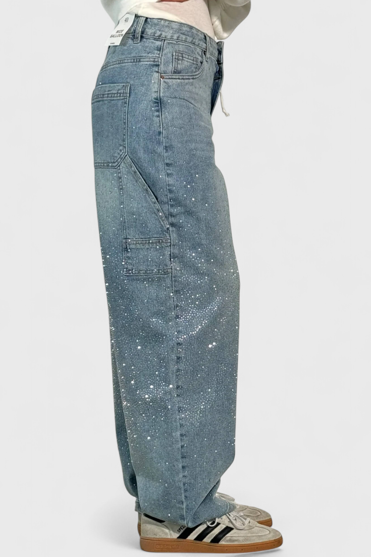 Dariya | Rhinestone Cargo Balloon Jeans