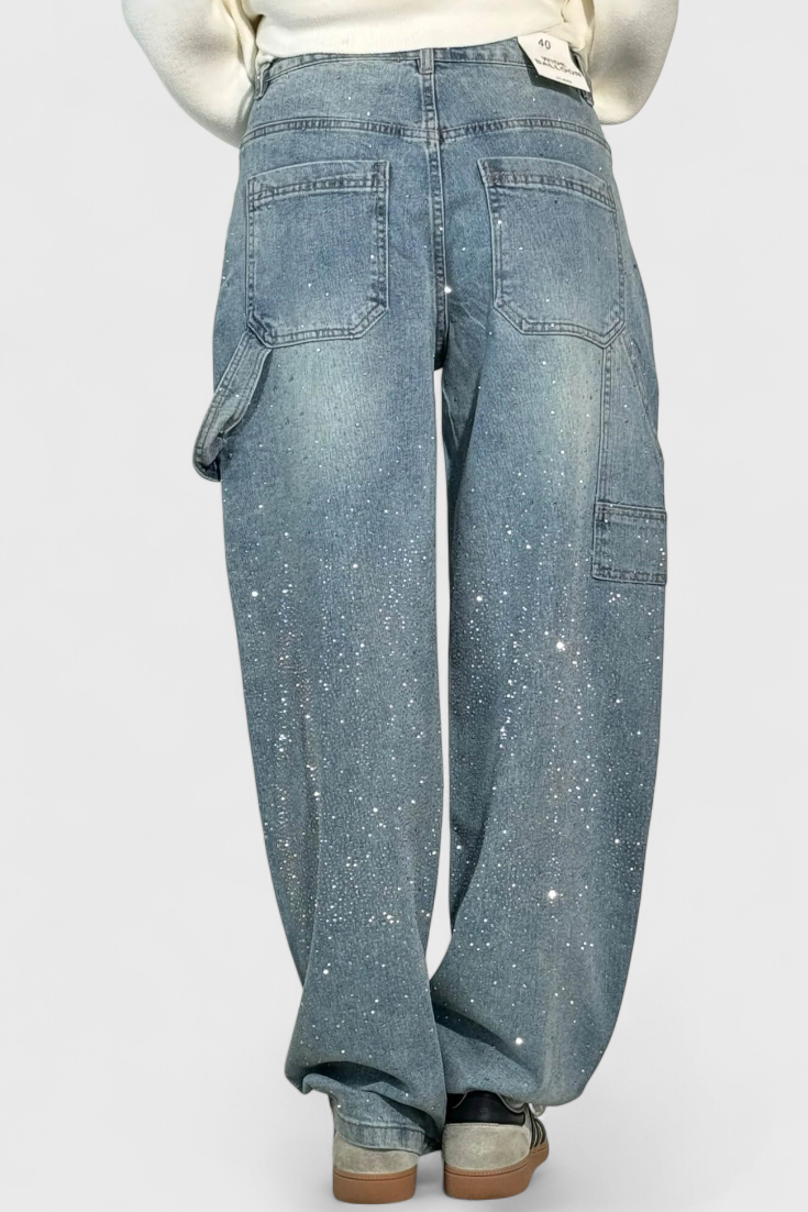 Dariya | Rhinestone Cargo Balloon Jeans