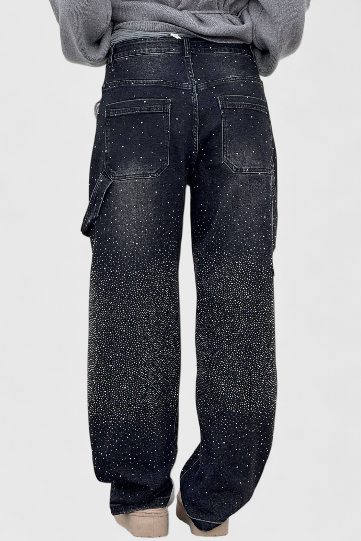 Dariya | Rhinestone Cargo Balloon Jeans