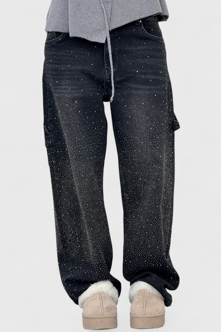 Dariya | Rhinestone Cargo Balloon Jeans