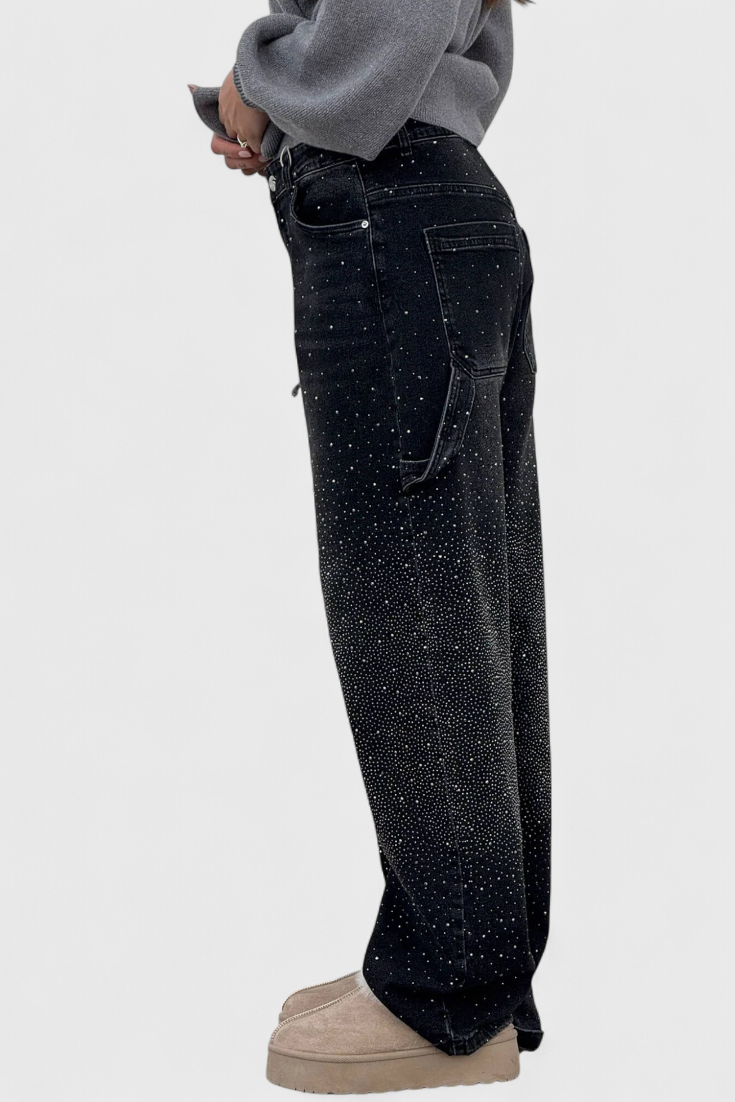 Dariya | Rhinestone Cargo Balloon Jeans