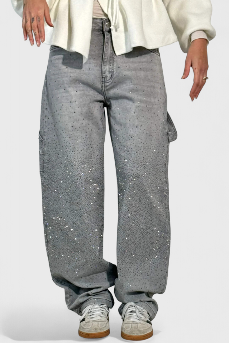 Dariya | Rhinestone Cargo Balloon Jeans