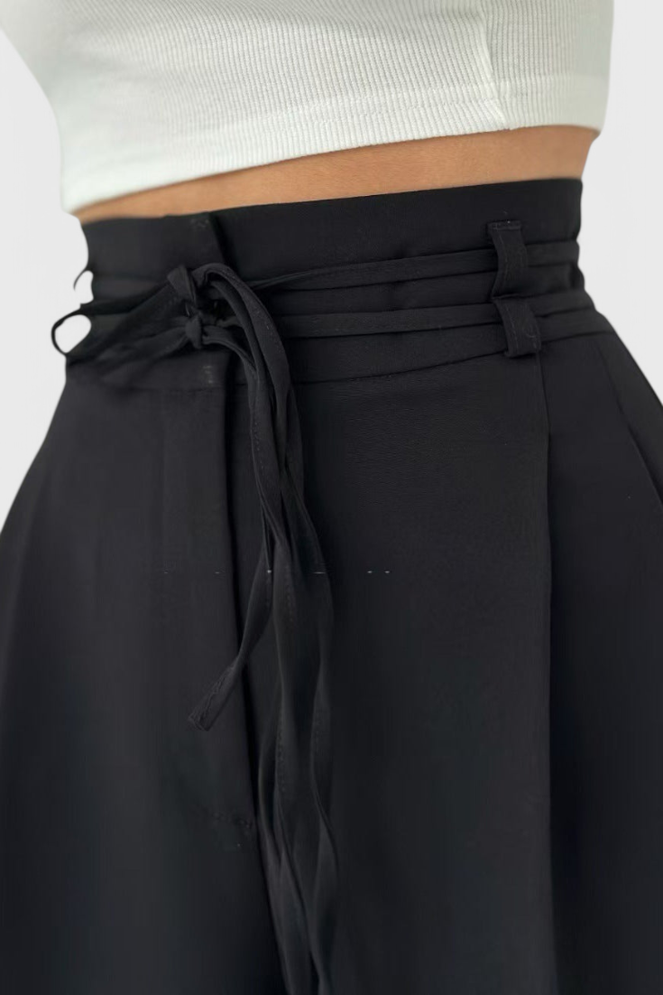 Sophie | High-Waisted Wide-Leg Trousers with Cord Accents