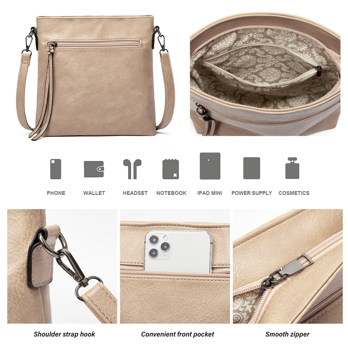 The Soft Elegant Olivia Hobo Handbag 3-Piece Set