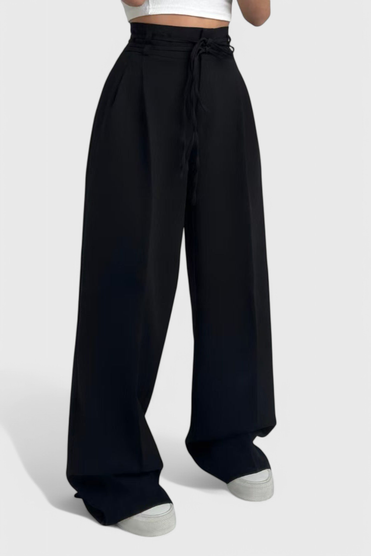 Sophie | High-Waisted Wide-Leg Trousers with Cord Accents