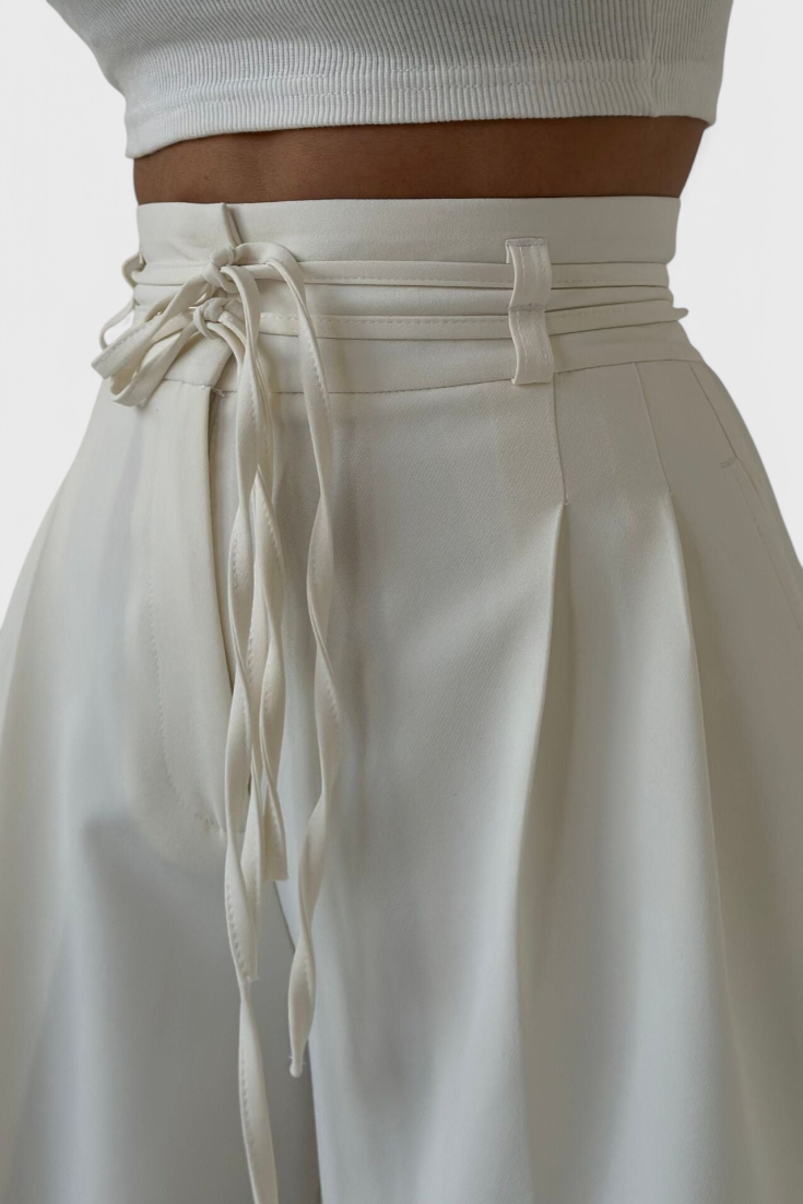 Sophie | High-Waisted Wide-Leg Trousers with Cord Accents