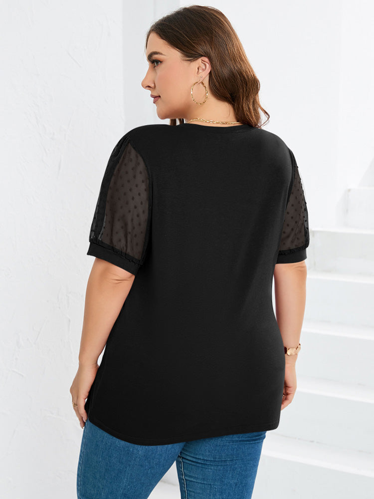 Richa - Sheer Sleeve V-Neck Top