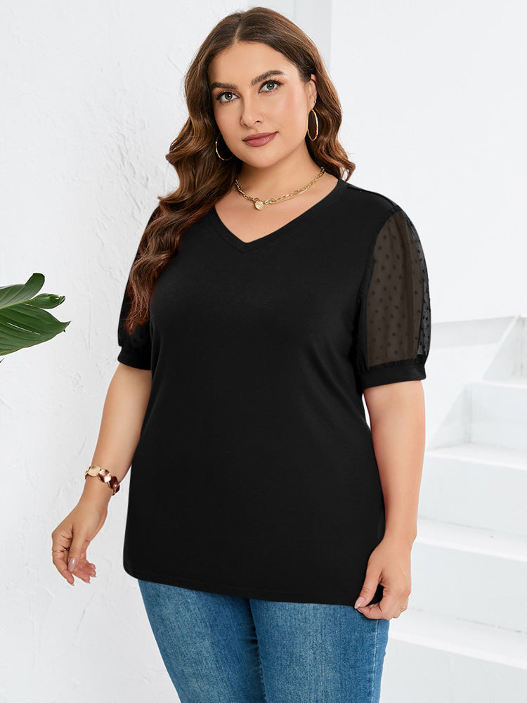 Richa - Sheer Sleeve V-Neck Top