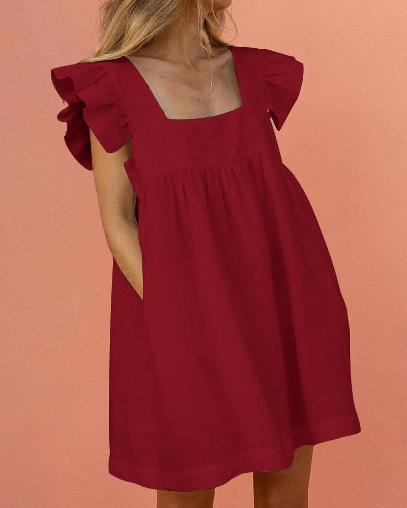 Mikaella - Effortless Flutter-Sleeve Dress