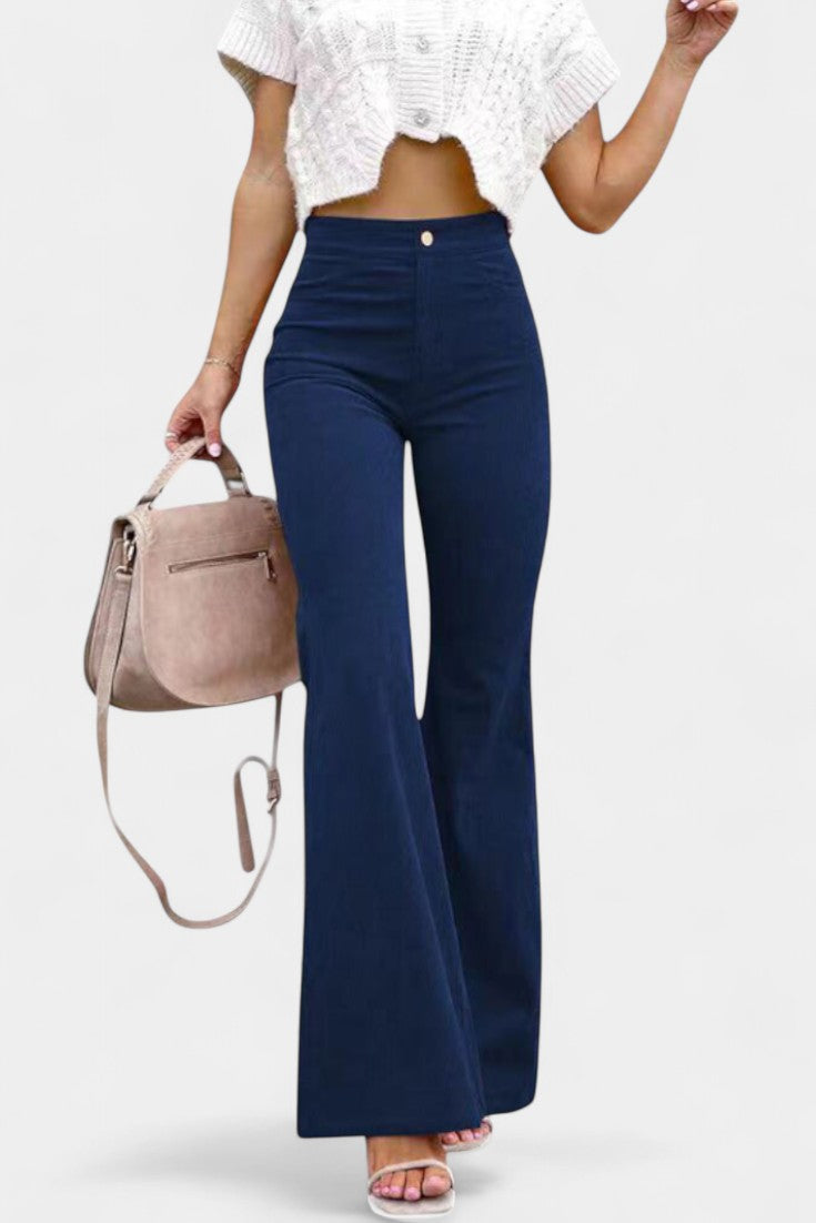 Kiara | Wide-Leg High-Waisted Velvet Trousers