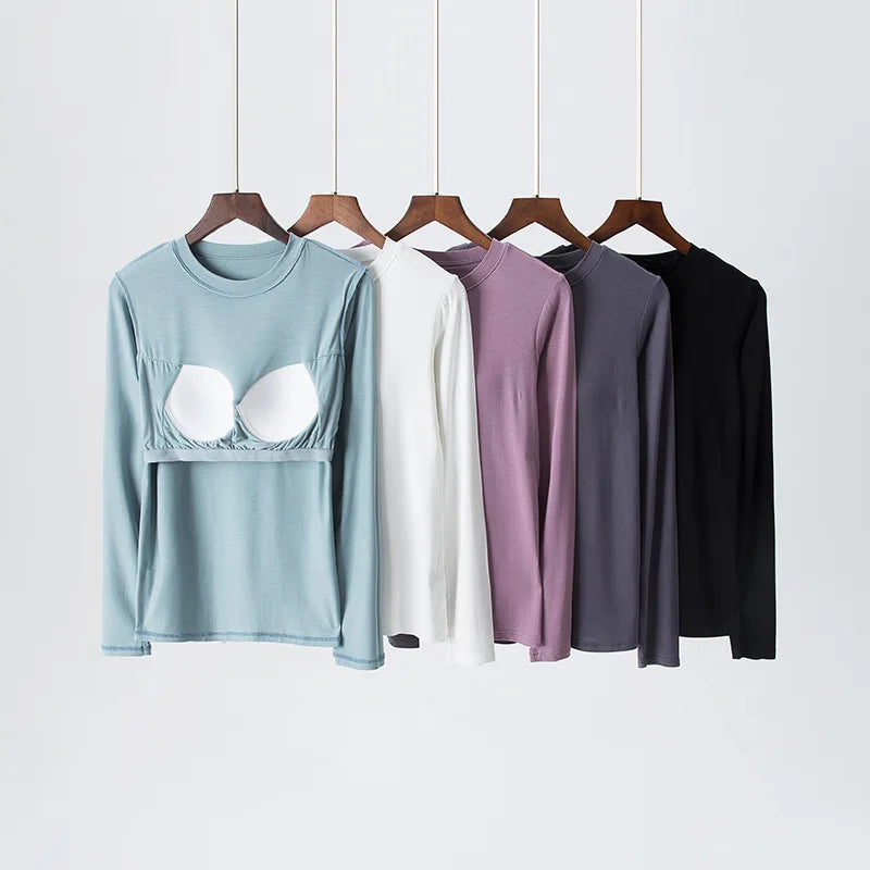 Elara™ | Built-In Bra Long Sleeve Top