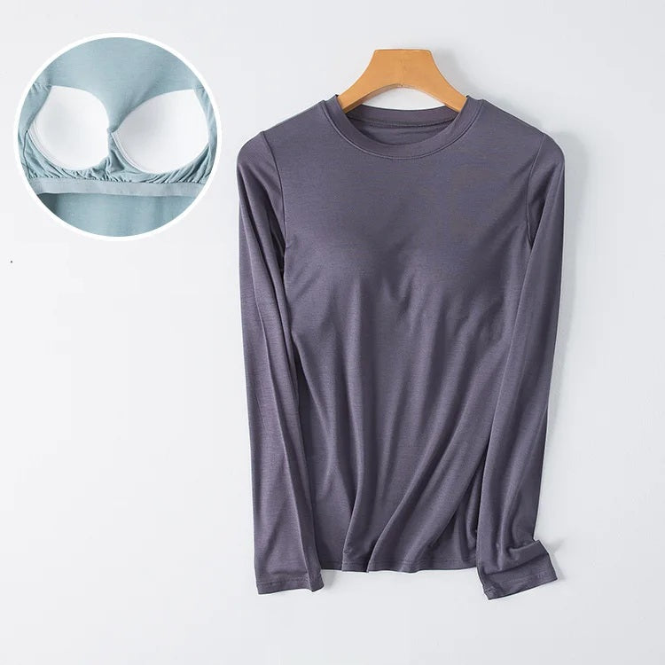 Elara™ | Built-In Bra Long Sleeve Top