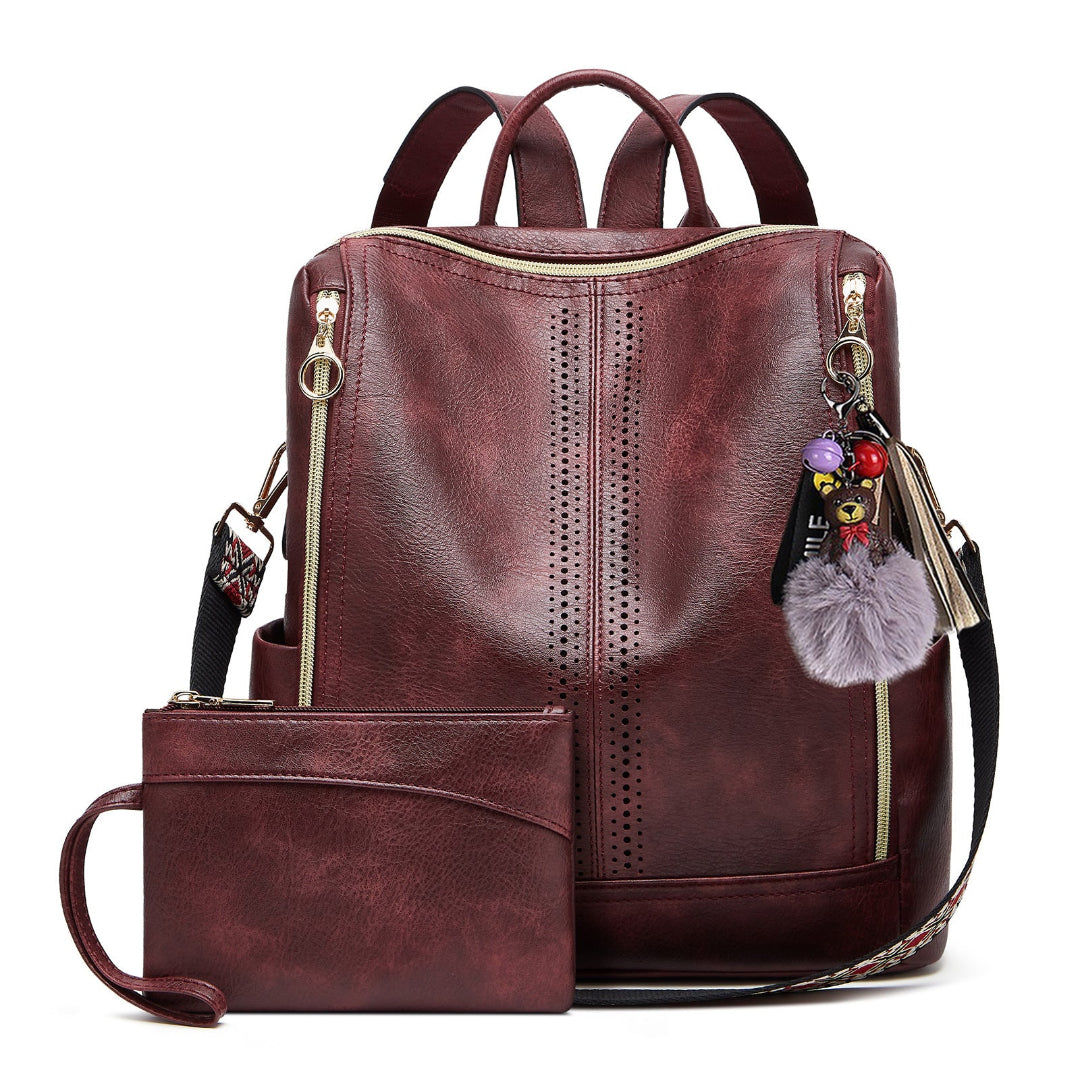 Luxury Olivia 2 -Piece Bag Set 2-in-1 Convertible Backpack + Free Pouch