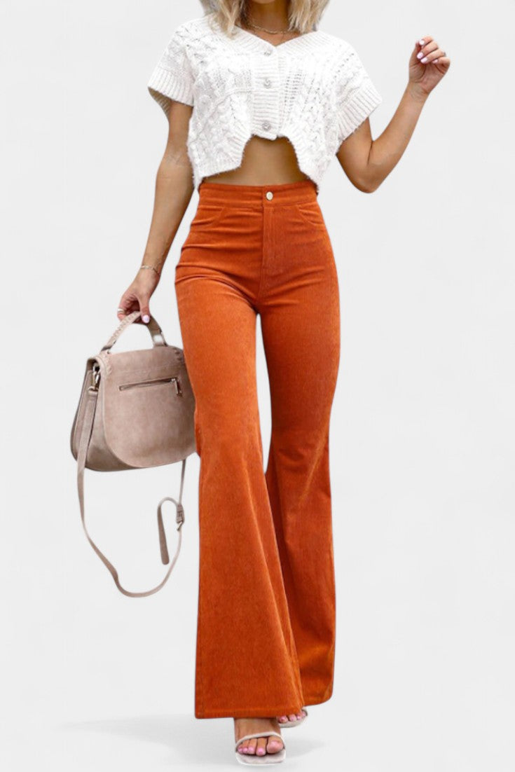 Kiara | Wide-Leg High-Waisted Velvet Trousers