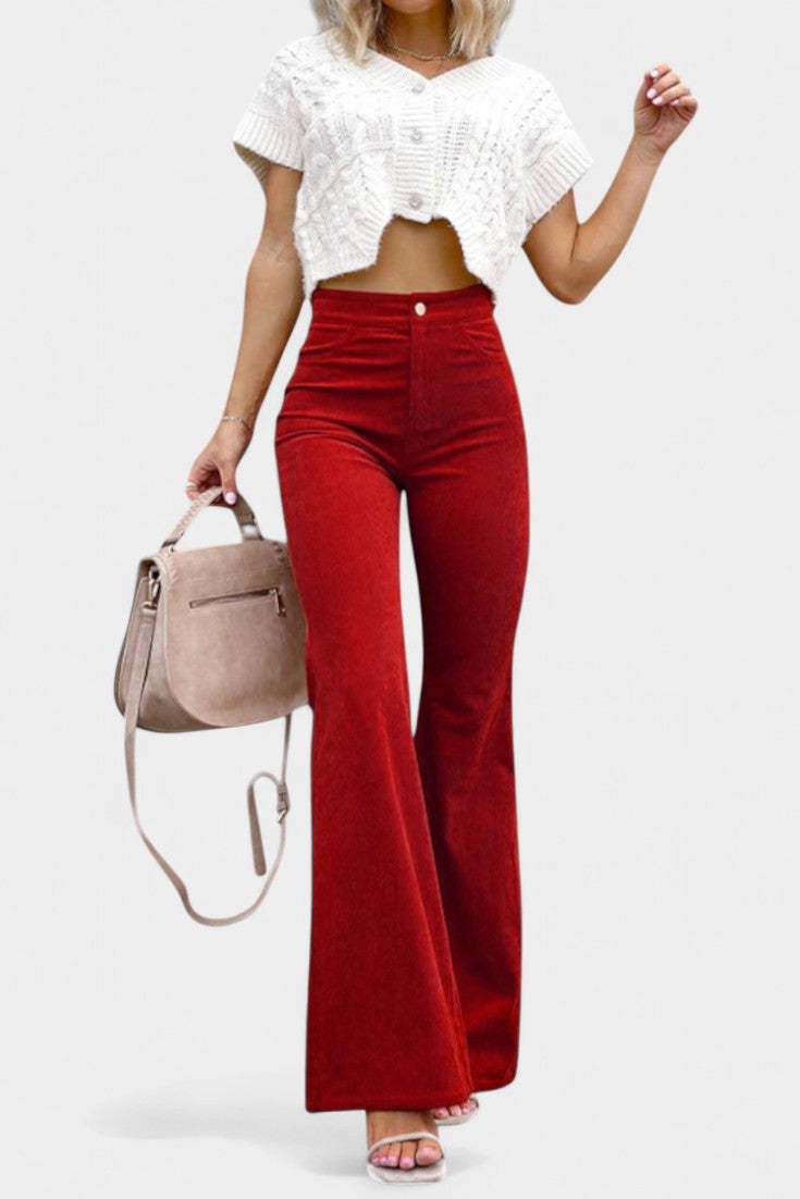 Kiara | Wide-Leg High-Waisted Velvet Trousers