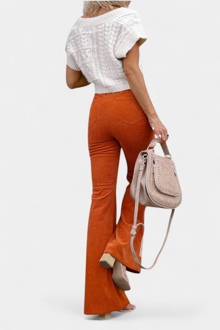 Kiara | Wide-Leg High-Waisted Velvet Trousers