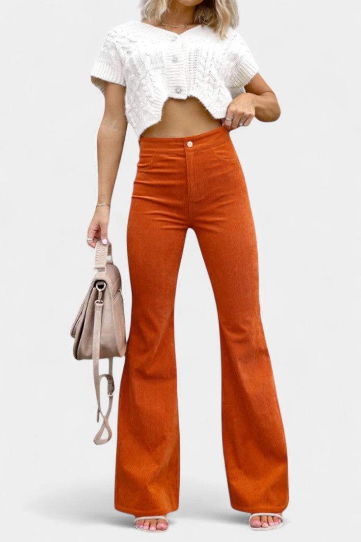 Kiara | Wide-Leg High-Waisted Velvet Trousers