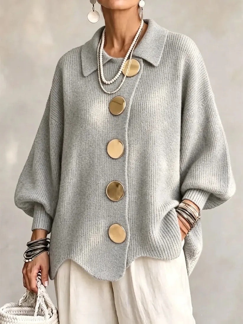 Lara - Oversized Collared Button Cardigan