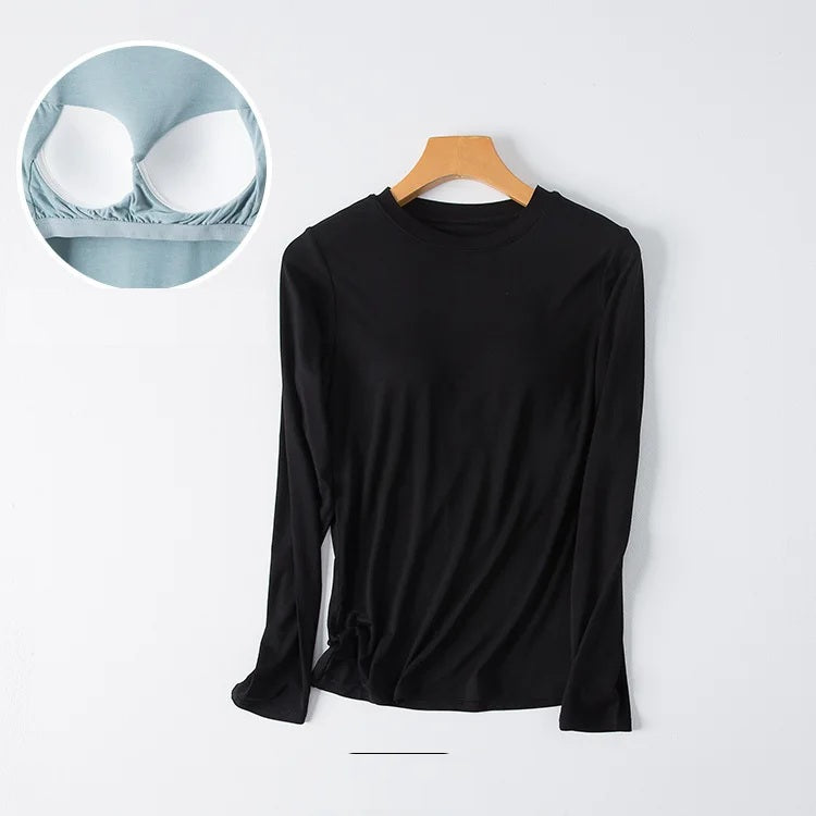 Elara™ | Built-In Bra Long Sleeve Top