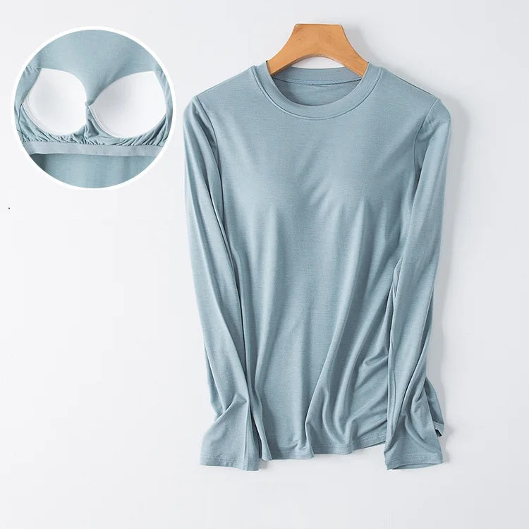 Elara™ | Built-In Bra Long Sleeve Top
